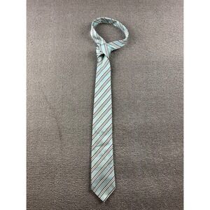 Vintage Altea Milano Neck Tie Men Blue Pink Striped Cotton Made In Italy Silk